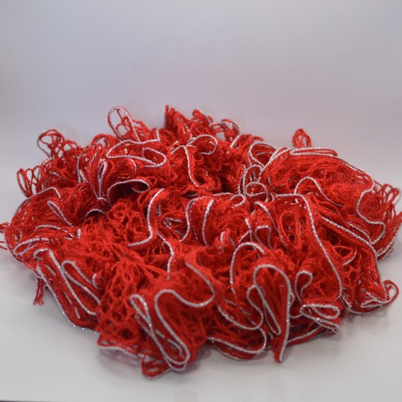 Homemade Red and Silver Ruffle Scarf - Picture 1 of 2